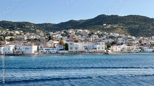 view of the bay of spetsai greece 