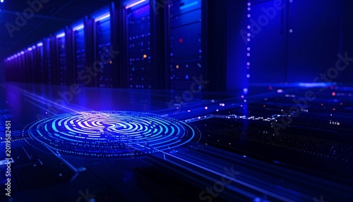 Secure Information Network with Encrypted Data Pathways – Futuristic Cybersecurity Scene