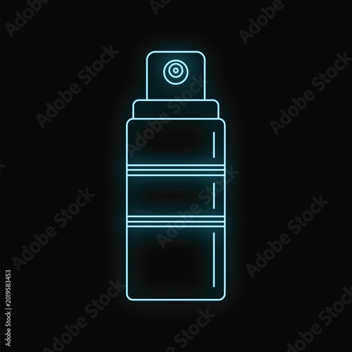 Photos Neon blue outline of a spray bottle on a black background