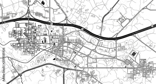 Detailed City Map with Roads and Buildings Illustration.