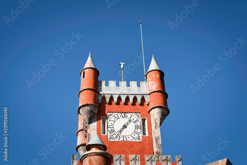 Historic Clock Tower: A Detailed Shot of Pena Palace’s Iconic Structure