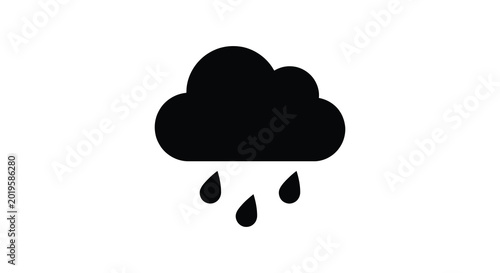 Φωτογραφία Black cloud with raindrops silhouette on a white background