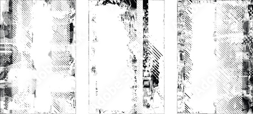 Grungy isolated layers . Design element for brochure, social media, posters, flyers. Overlay texture.Textured banner with Distress effect .Vector halftone dots . Screen print texture
