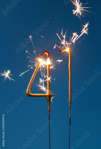 Canvastavla 41 years celebration festive background made with Bengal fires in the form of number Forty one