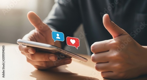A person interacting with social media on their smartphone