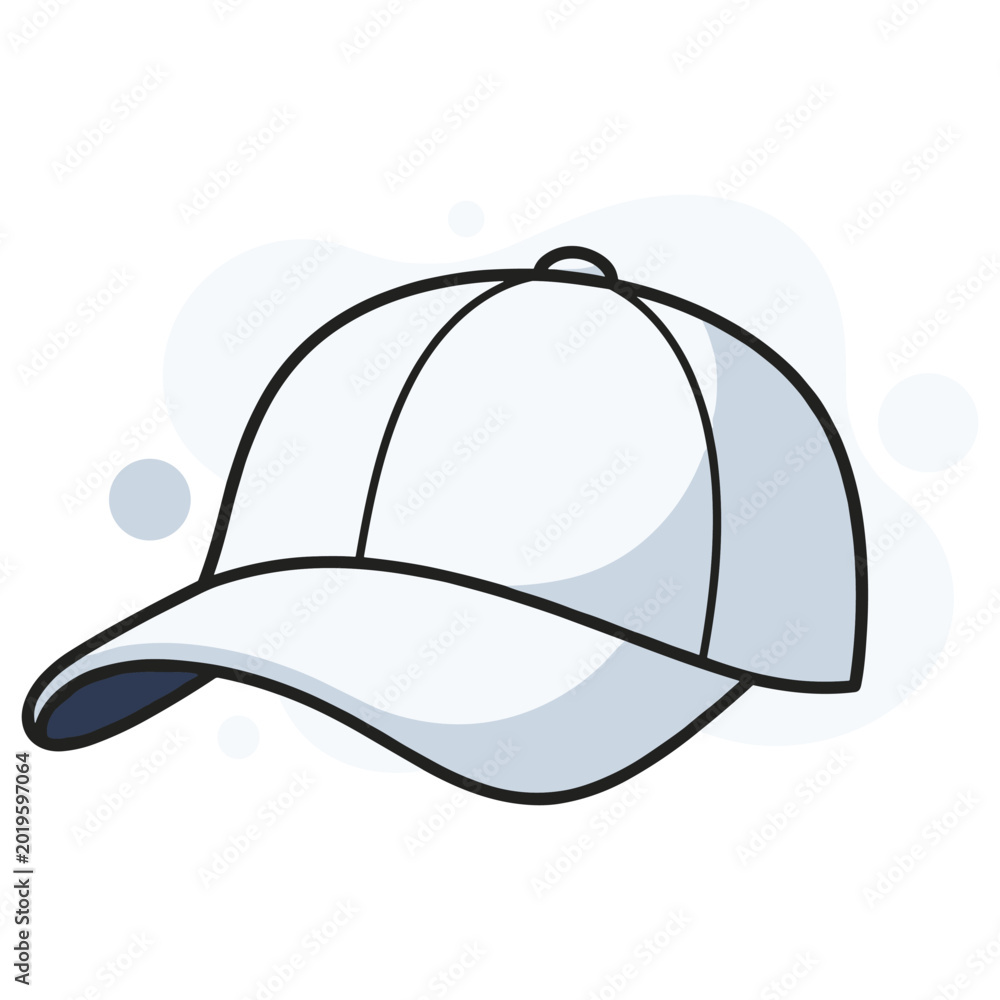 Fototapeta premium White baseball cap isolated on simple light background. non editable strokes