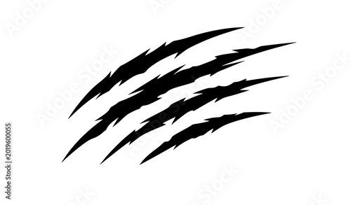 Bild auf Leinwand Minimalist tiger claw scratch marks silhouette vector icon isolated on white bac