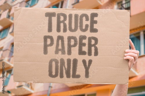 Bilde på lerret "Truce Paper Only" Signed truces exist on paper while territorial conflicts continue on the ground