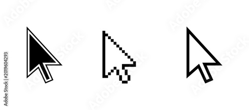 Bild auf Leinwand Mouse pointers in three distinct styles demonstrate evolution from pixelated to modern design