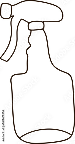 Cute Hand Drawn Cartoon Spray Bottle Minimalist Line Icon Outline Cleaning Trigger Pump Graphic