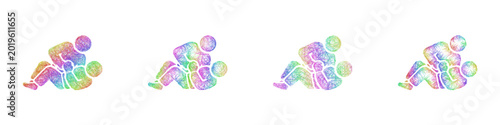 Canvastavla Rainbow color sketch grappling icon design set