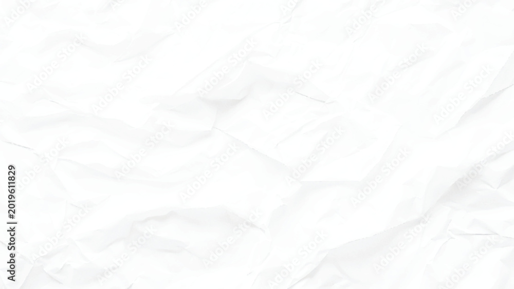Fototapeta premium White blank crumpled paper texture background creased old poster texture backdrop surface empty for text