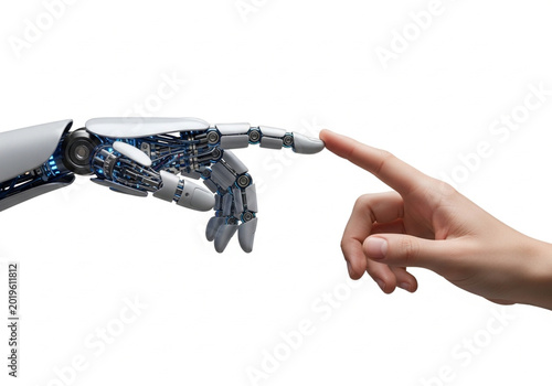 Robot hand touching human hand