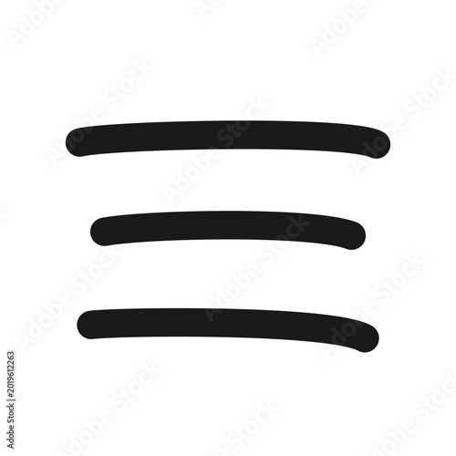 Hand-drawn sketchy hamburger menu icon in pen stroke style