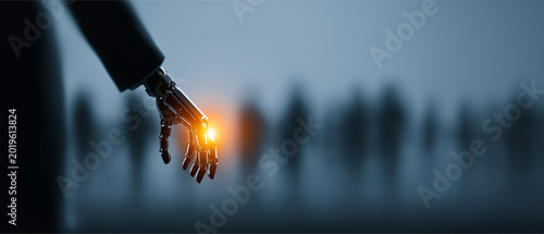 The Robotic Hand's Reach: A futuristic depiction of a robotic hand, extended with a glowing energy source, suggesting a blend of technology and innovation.