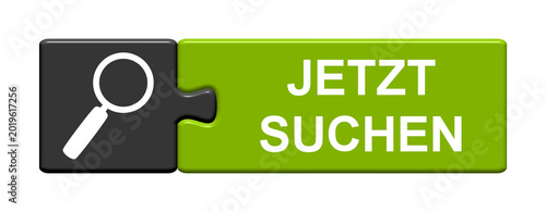Canvas-taulu Puzzle Button grün zeigt Jetzt suchen