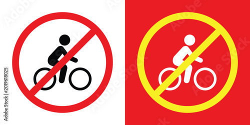 Tableau sur toile No cycling prohibition sign set