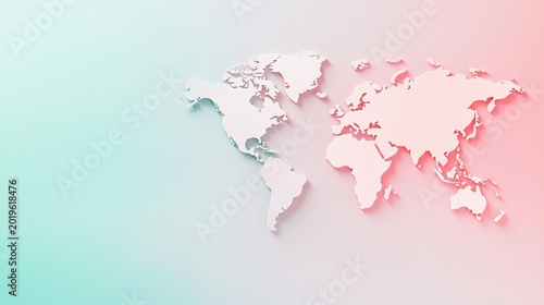 global World Map A flat world map graphic in soft pastel colors, ideal for illustrating global education or international relations.