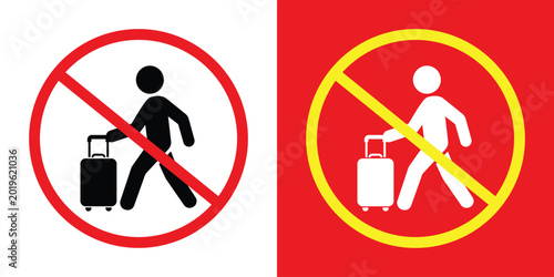 Schilderij op canvas Safety sign set prohibiting luggage or trolley bags