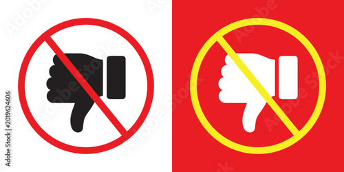 Schilderij op canvas Prohibited thumbs down icon set