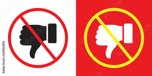 Schilderij op canvas Prohibited thumbs down icon set