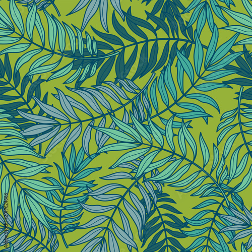 Seamless pattern with palm leaves