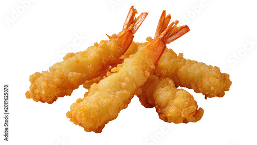 Canvastavla Golden crispy fried shrimp tempura pieces, isolated on transparent background