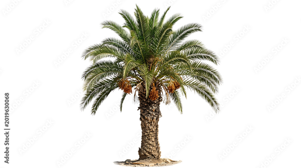 Obraz premium Pixel art palm tree with green leaves and oranges