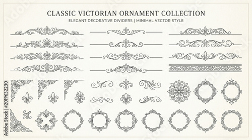 Classic Victorian Ornament Collection Decorative Elements.