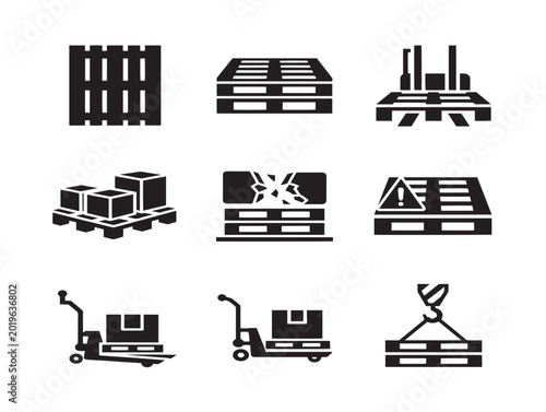Vector industrial equipment and machinery icons set