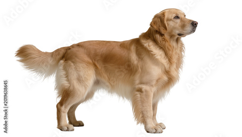 Tableau sur toile Golden Retriever dog standing attentively, isolated on transparent background