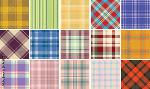 Quadro em tela Retro inspired plaid set for poster design