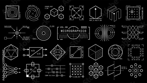 Fotografía Industrial micrographics blueprint technical engineering layout symbols