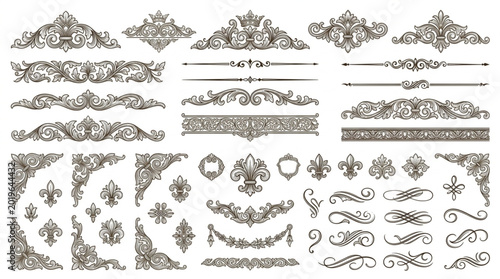 Φωτογραφία Collection of Ornate Decorative Flourishes and Borders Vector Elements