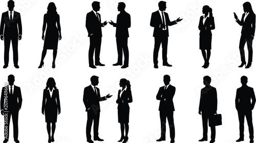 Fotografía Set of professional business people silhouettes including men and women in suits