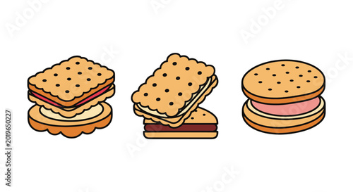 cream biscuit Line art vector abstract clean shapes illustration