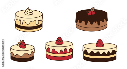 cream cake Line art vector colorful abstract modern