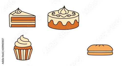 cream cake Line art vector creative abstract colorful shapes