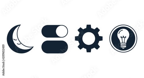 dark mode Line art vector set minimal abstract simple shapes