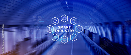 Smart industry, automation and optimisation concept on virtual. Business and modern technology concept, Future of manufacturing innovation. not ai