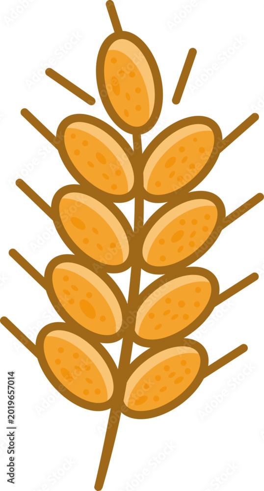 Fototapeta premium Close-up illustration of a ripe wheat stalk with grains, symbolizing harvest and agriculture