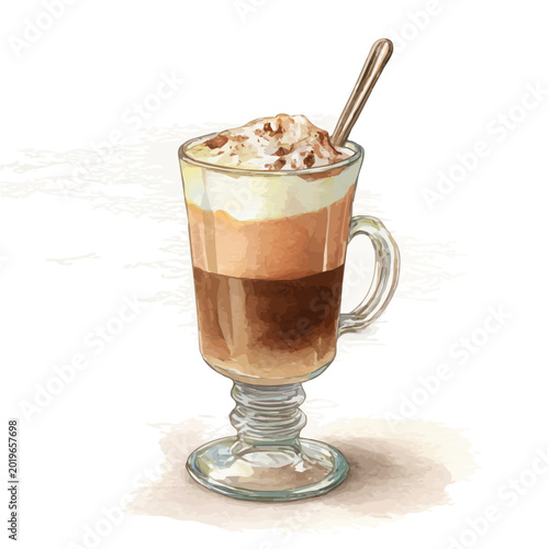 Foto Caffe Mocha, watercolor painting vector, isolated on a white background