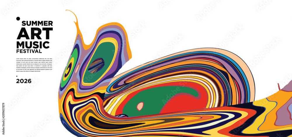 Obraz premium Colorful Abstract Art Festival Poster with Vibrant Wave Patterns