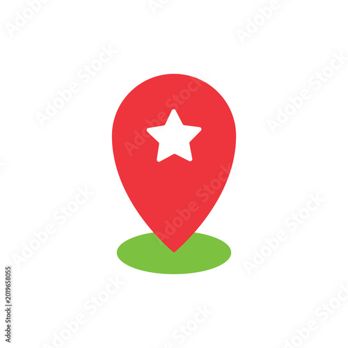 Tablou pe pânză A red map pin icon with a white star on a green base, symbolizing a marked location