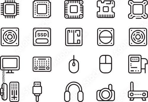Computer Hardware and Digital Technology Icons