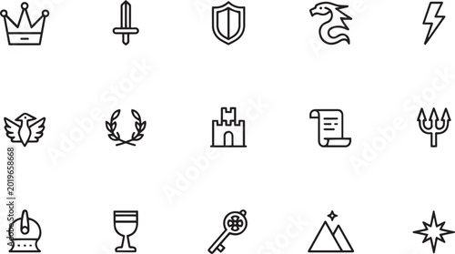 Sword, Shield and Heroic Quest Icons Set