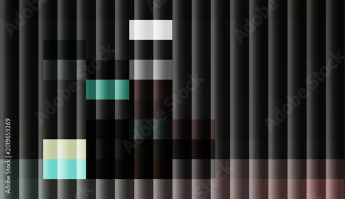 Dark vertical striped pattern with intermittent vibrant pixel accents creating a mysterious and modern digital aesthetic
