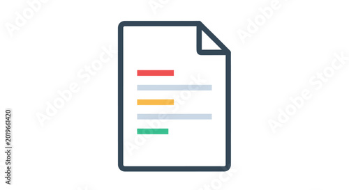 Flat icon of a document with colored text lines