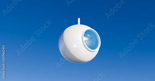 Fotografia Rounded spaceship futuristic minimal design with a blue sky
