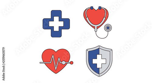emergency aid Line art vector abstract minimal color